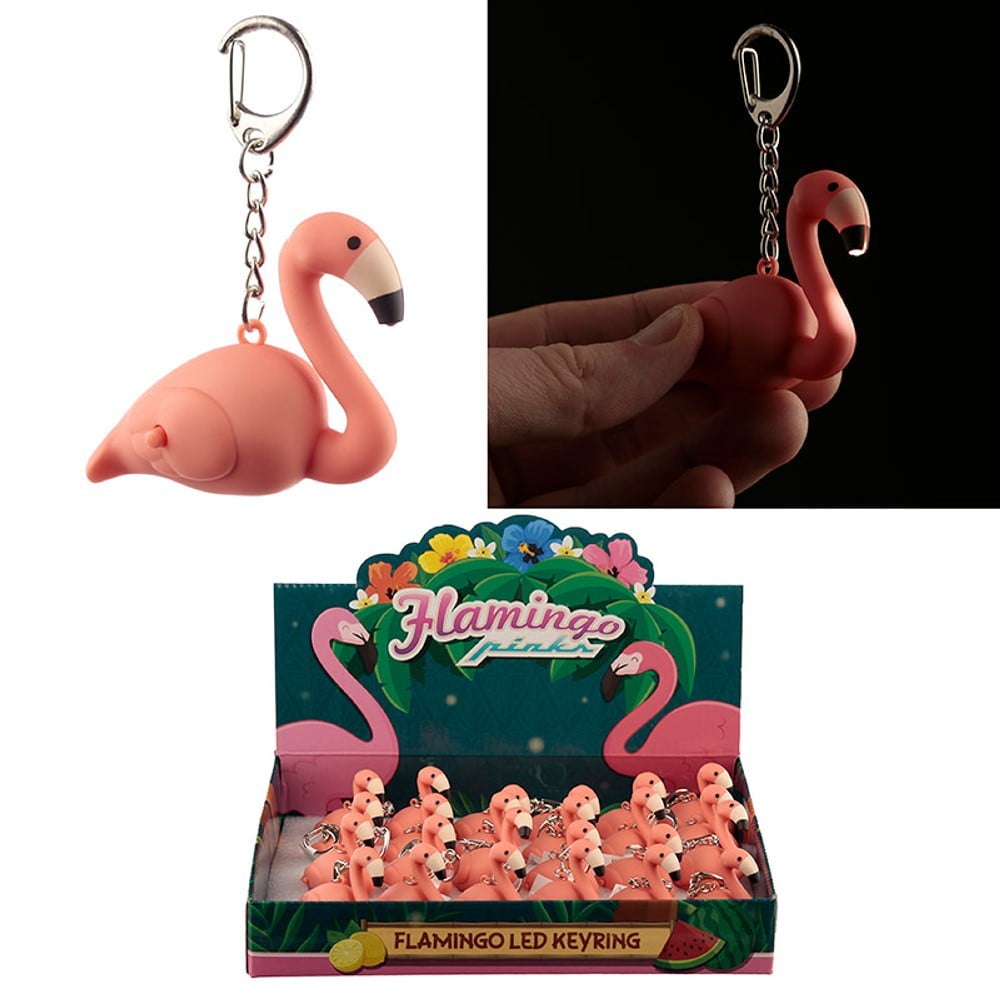 Porte Clés sonore lumineux Flamand Rose