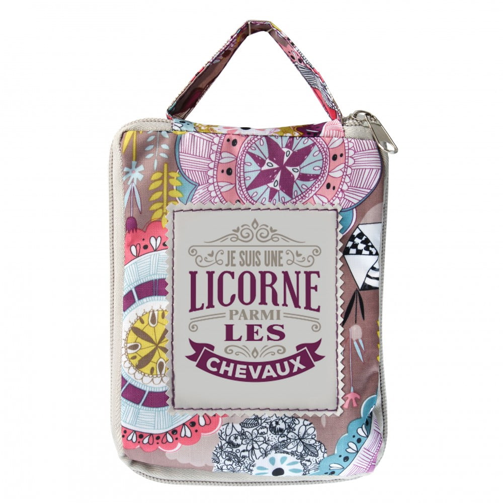 Sac shopping pliable personnalisé Licorne