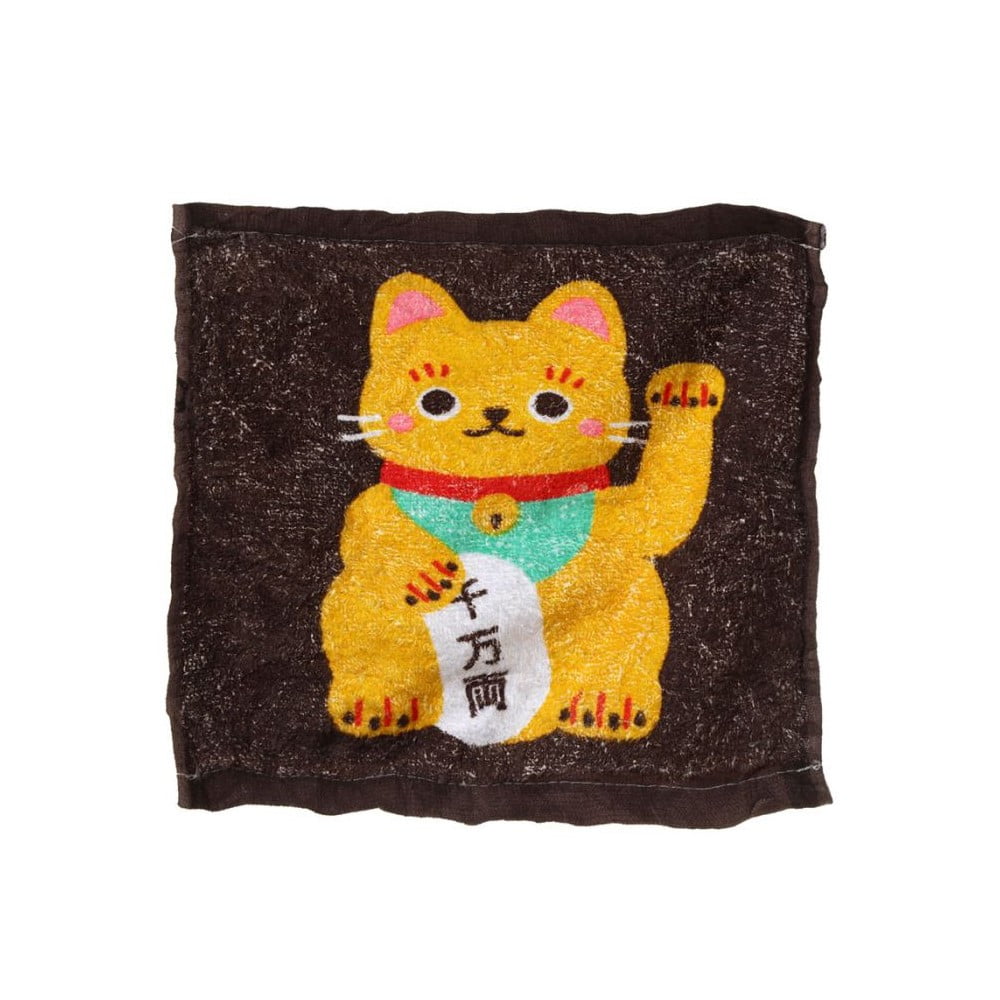 Serviette de voyage Maneki Neko orange et noire