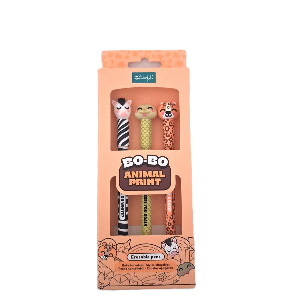 Pochette de 3 Stylos Animaux – Zèbre, Dino et Tigre