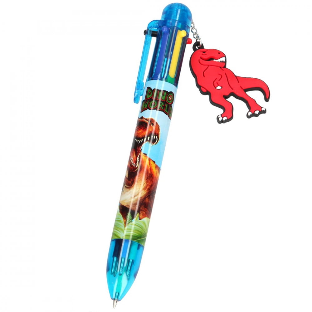 Stylo 6 couleurs Dino World bleu