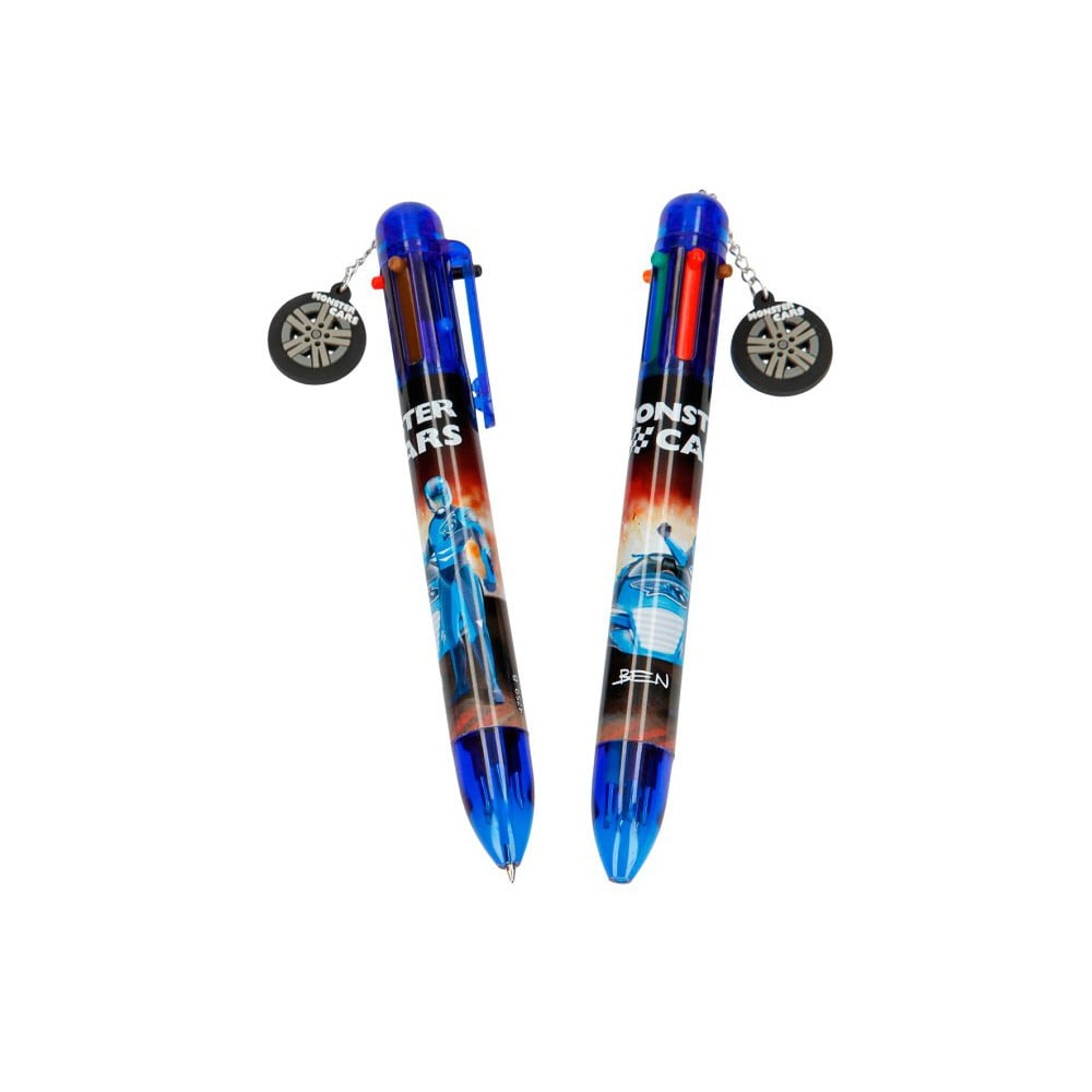 Stylo 6 couleurs Monster car bleu