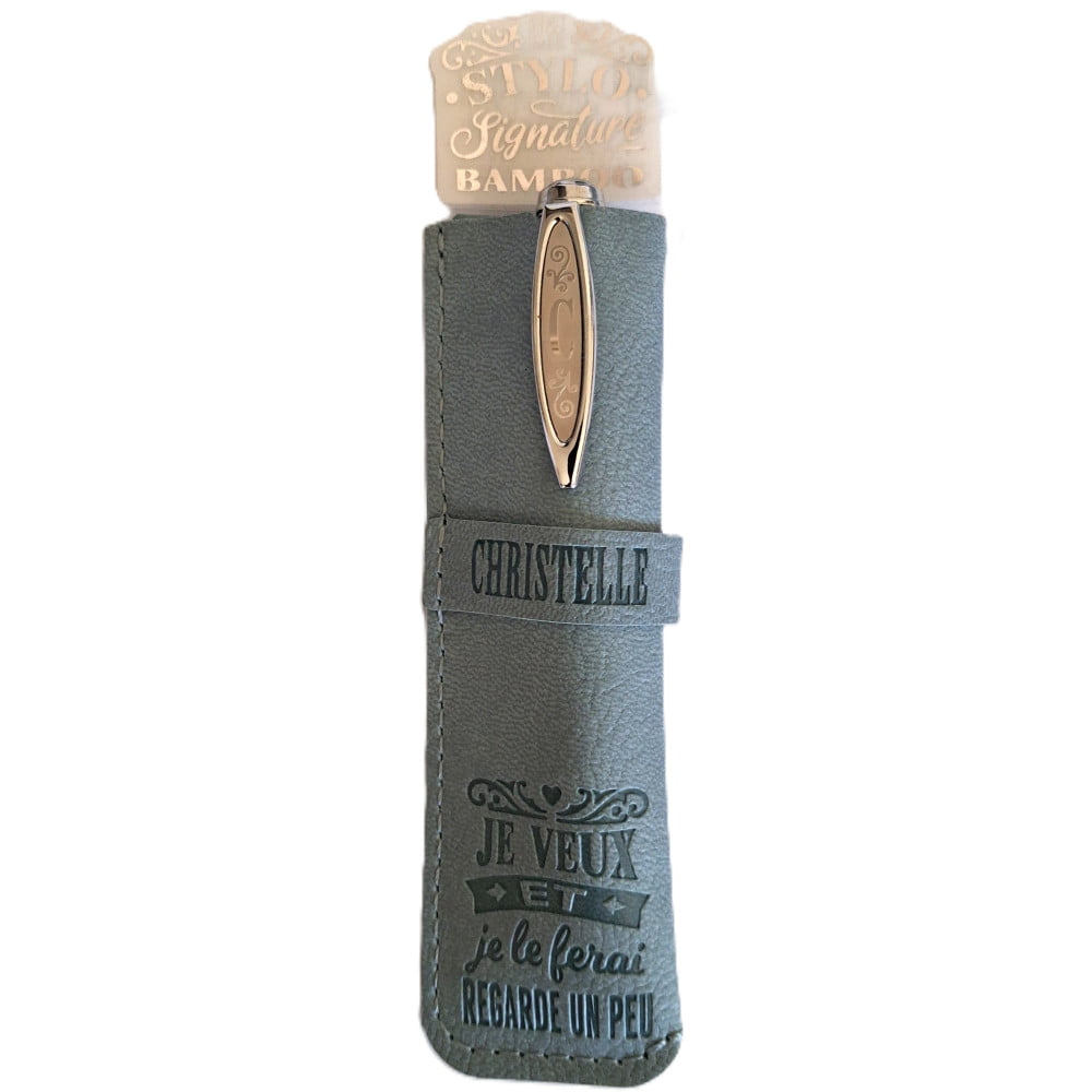 Stylo avec étui personnalisé prénom Christelle