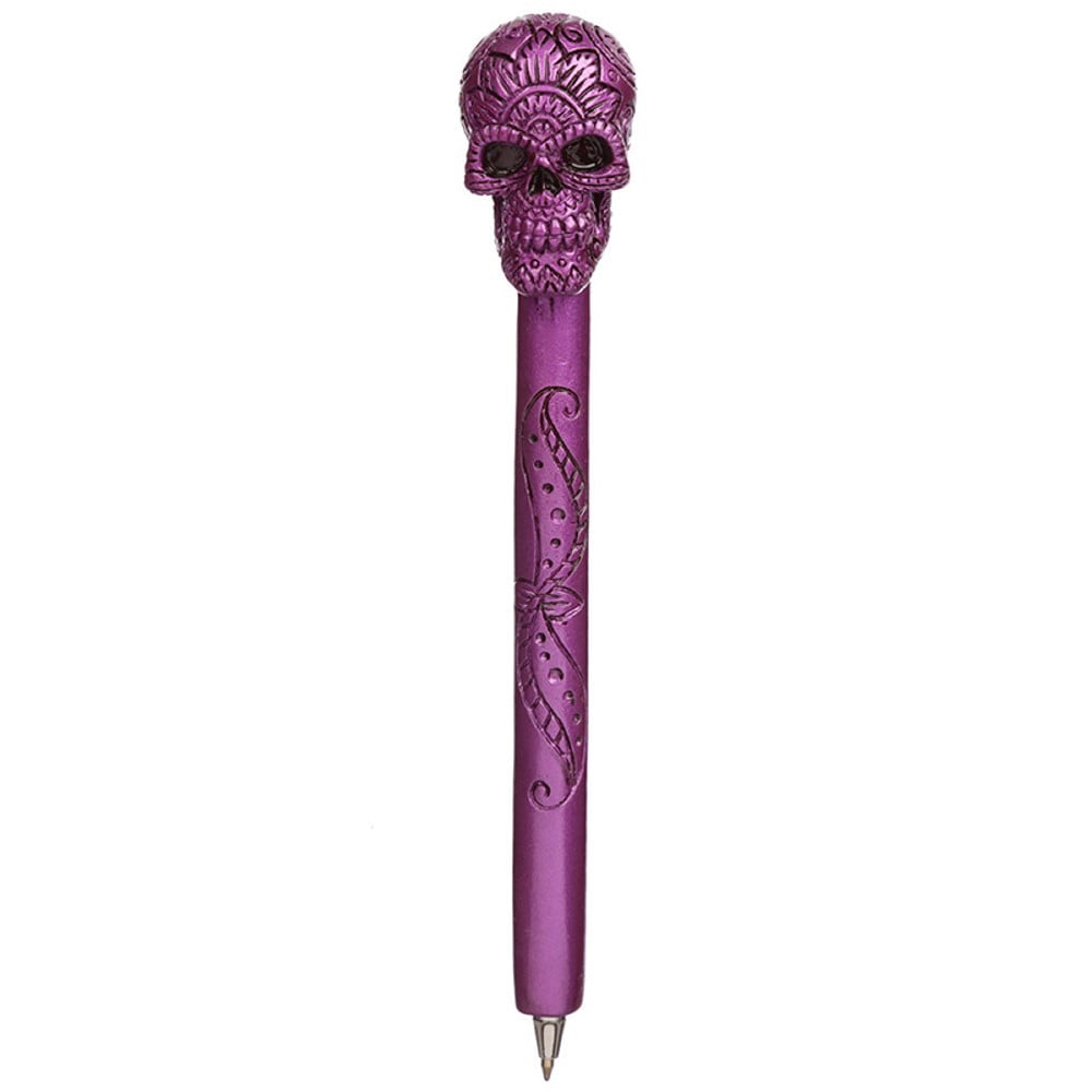 Stylo crâne métallique violet