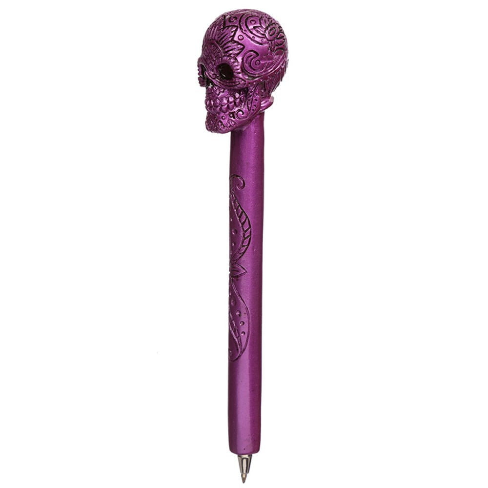 Stylo crâne métallique violet