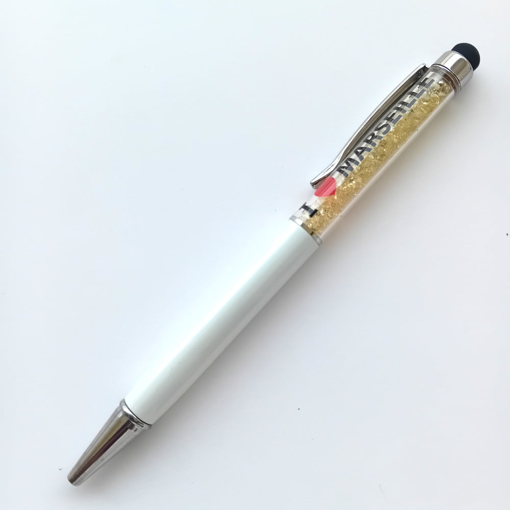 Stylo strass avec stylet Marseille Blanc