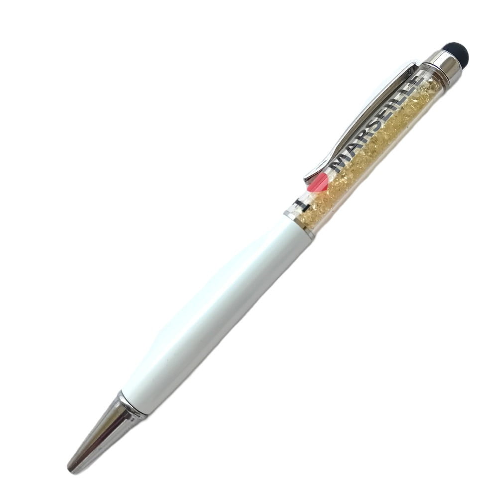 Stylo strass avec stylet Marseille Blanc