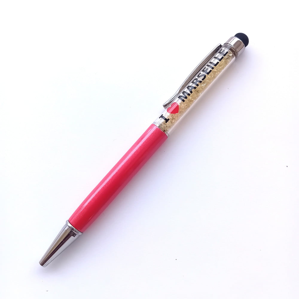 Stylo strass avec stylet Marseille rouge