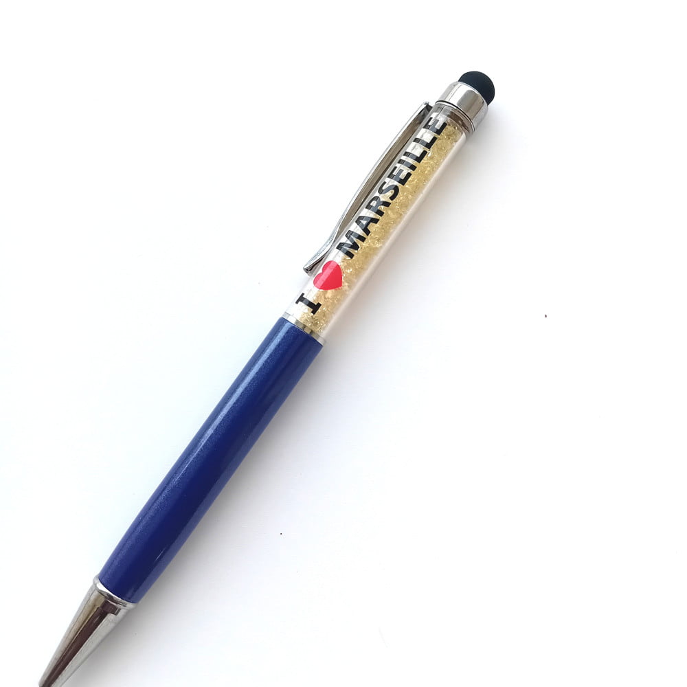 Stylo strass avec stylet Marseille Bleu marine