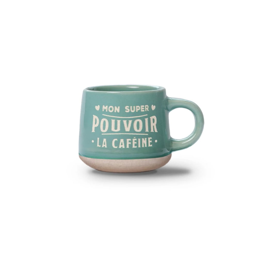 Tasse expresso Mon super pouvoir : la caféine avec soucoupe assortie