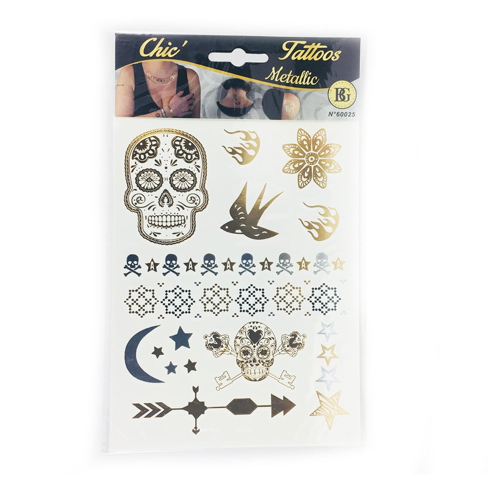 Tattoo Bijou Chic Metallic Skulls