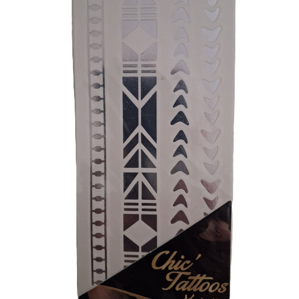 Tattoo chic métallic F-effect argent