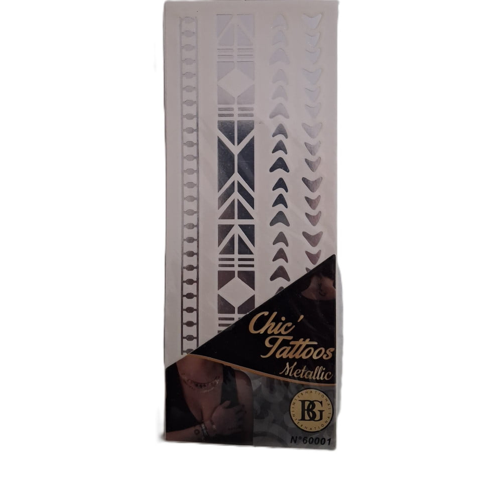Tattoo chic métallic F-effect argent