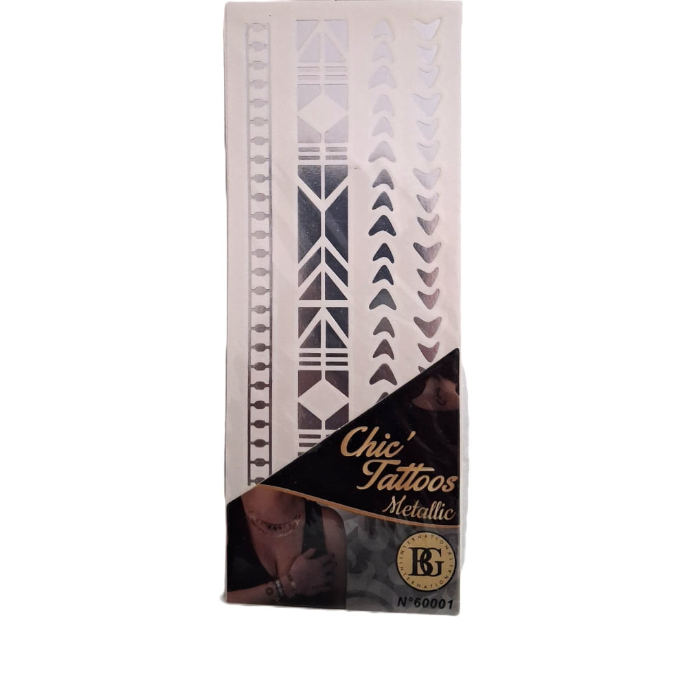 Tattoo chic métallic F-effect argent