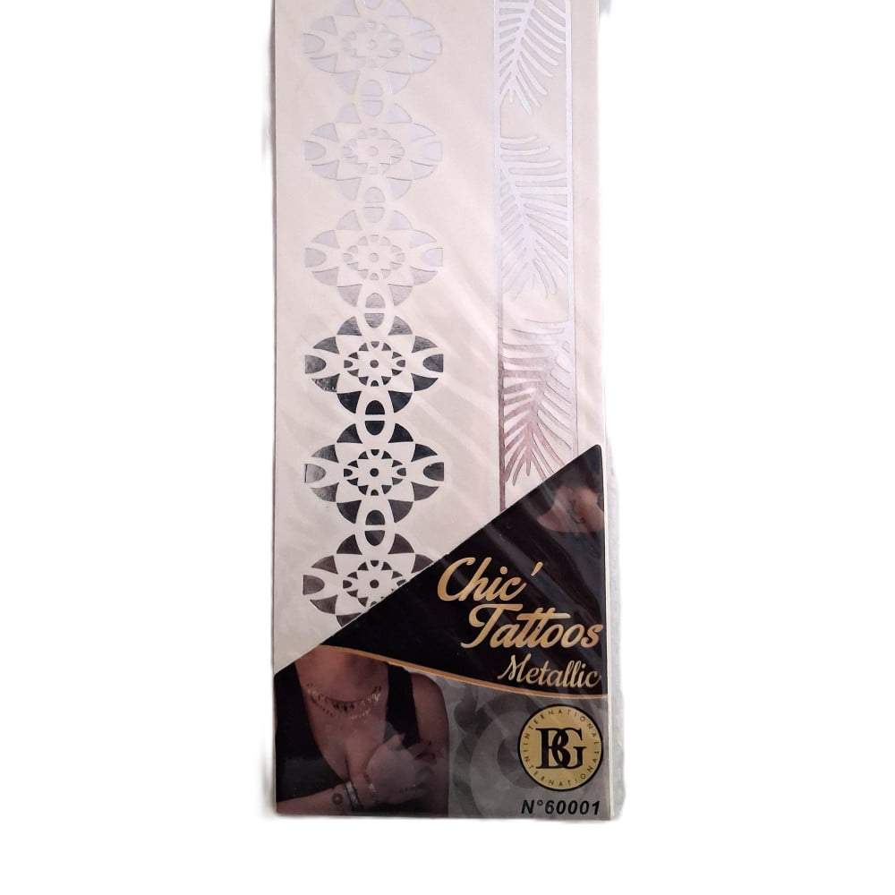 Tattoo chic métallic Flowers argent