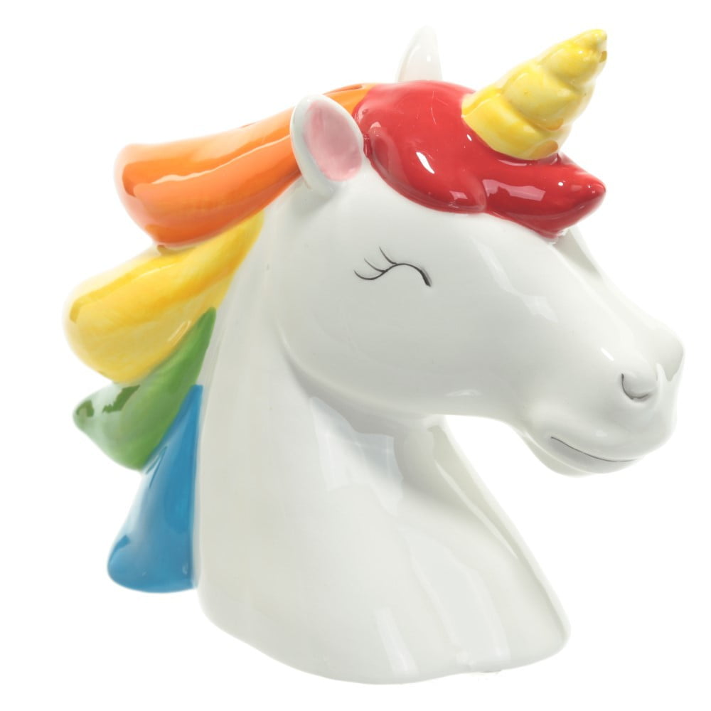 Tire lire tête de Licorne arc en ciel