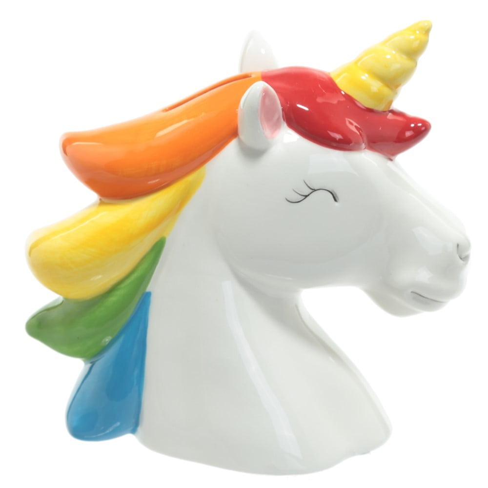 Tire lire tête de Licorne arc en ciel