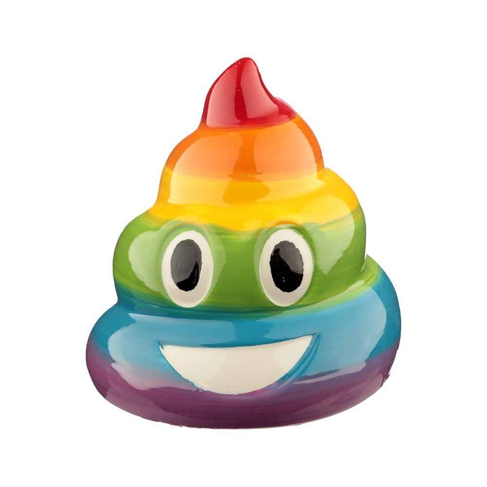 Tirelire emoji poop arc en ciel