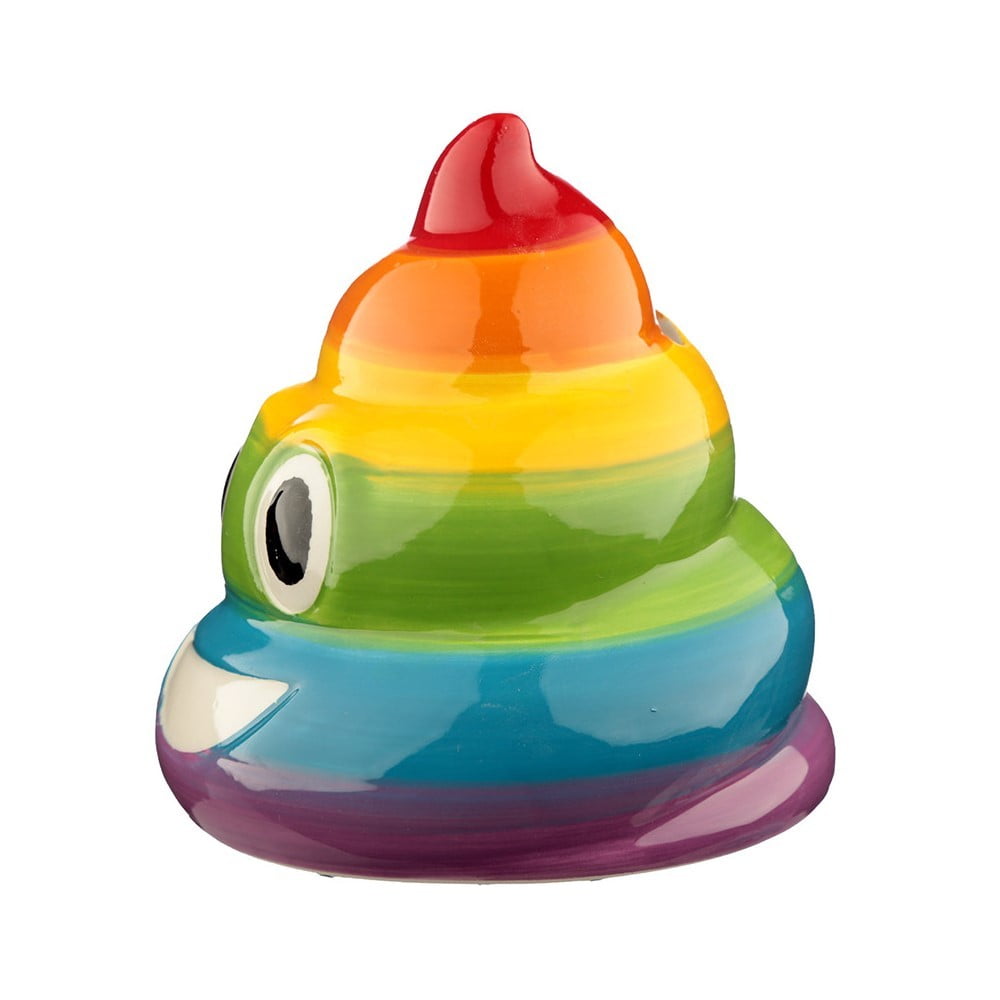 Tirelire emoji poop arc en ciel