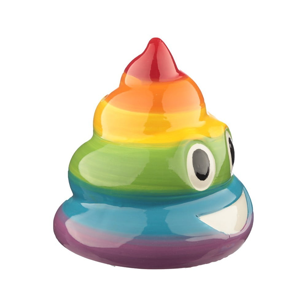 Tirelire emoji poop arc en ciel