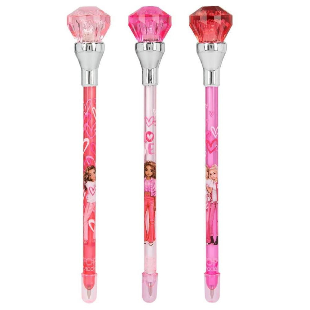 TOPModel Stylo à bille avec lumière ONE LOVE rose vif