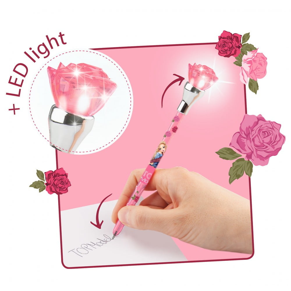 TOPModel Stylo à bille lumineux One Love Rouge avec embout diamant