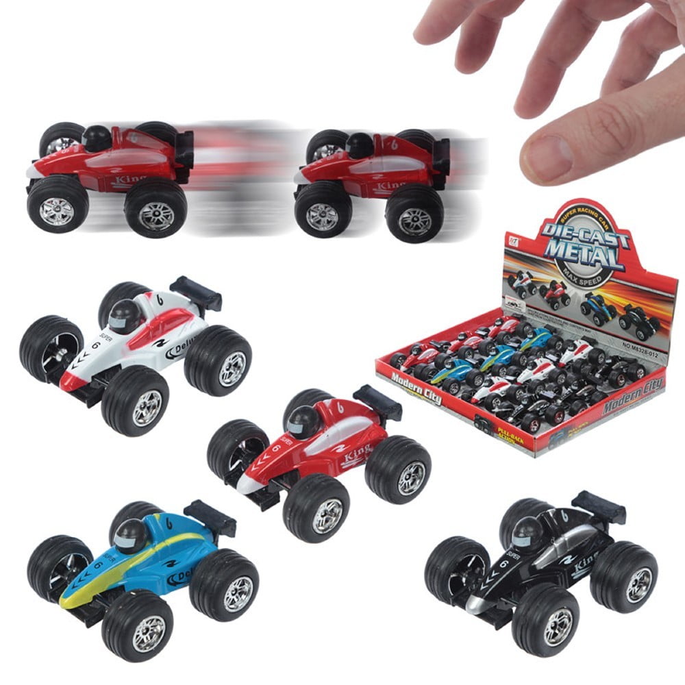 Voiture de sport F1 retro friction bleue